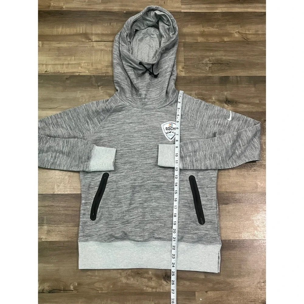 Nike Sochi 2014 Winter Olympics Gray Hoodie Size M Tech Fleece Red Tag Cowl Neck